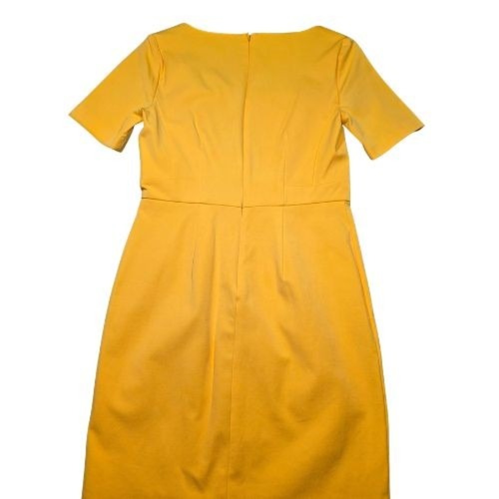 NWT Ann Taylor Sz 4 Yellow Square Neck Sheath Dress Short Sleeve Business Career - Picture 2 of 10